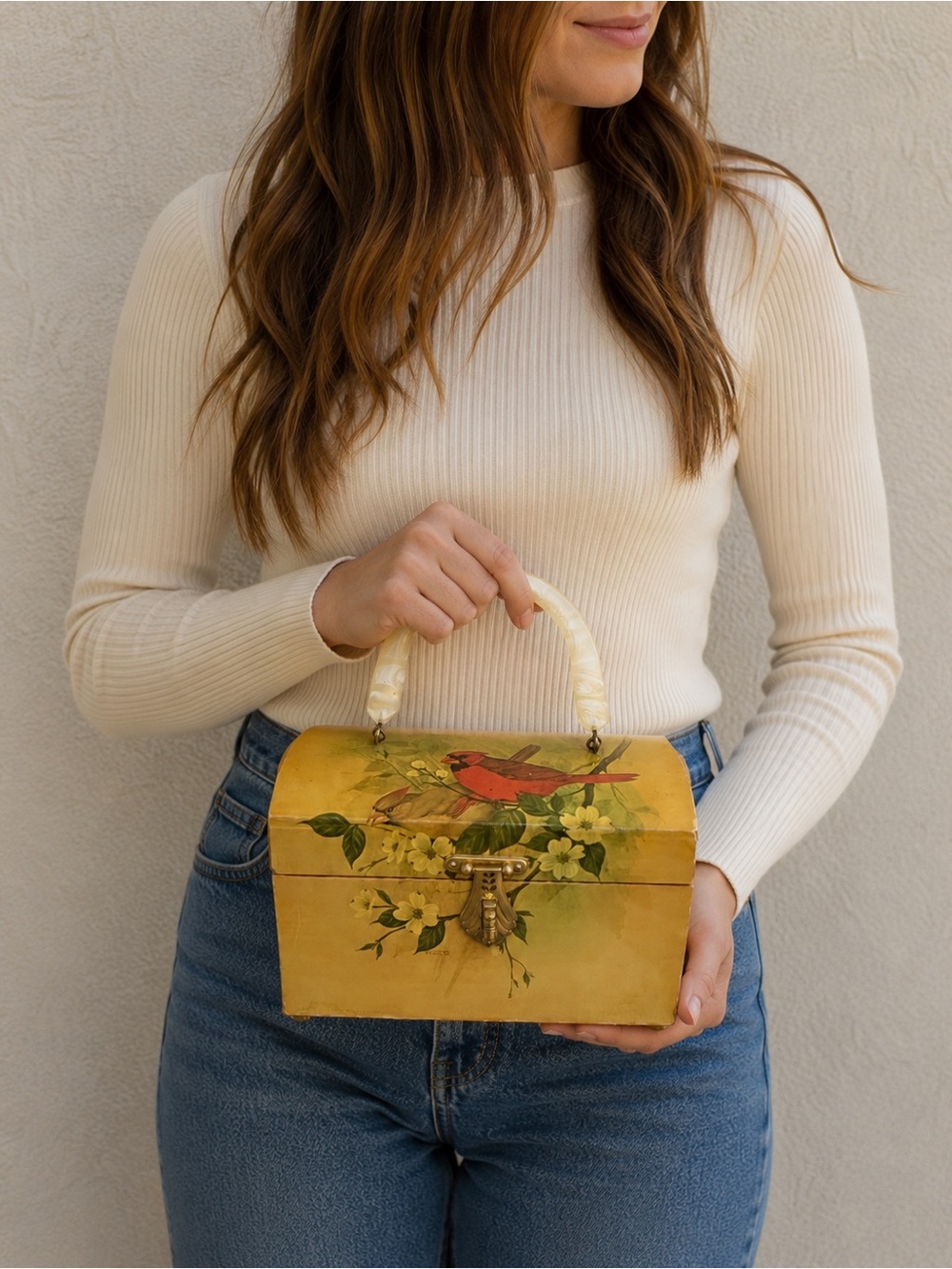 Annie Laurie Vintage Original Palm Beach Red Cardinal Box Purse